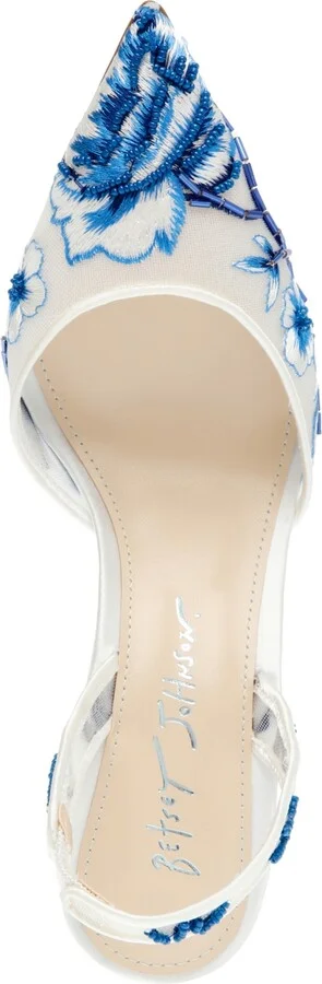 Betsey Johnson Women's Patch Mesh Embroidered Evening Pumps - Image 4