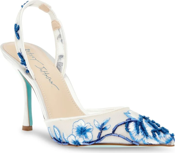 Betsey Johnson Women's Patch Mesh Embroidered Evening Pumps