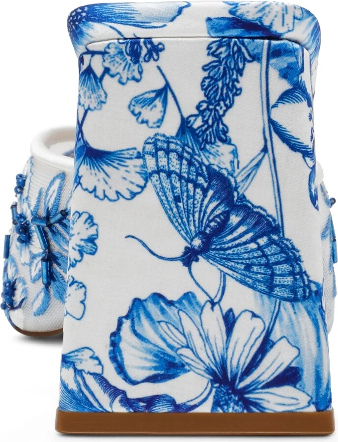 Betsey Johnson Women's Roo Embroidered Slip-On Sandals - White, Blue Floral - Image 3