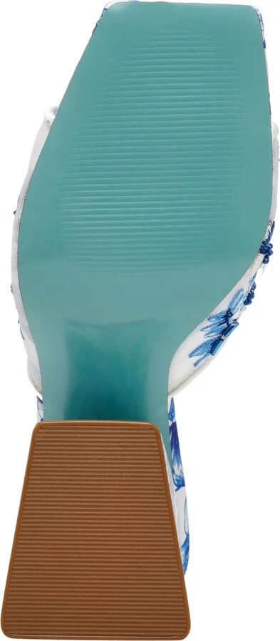 Betsey Johnson Women's Roo Embroidered Slip-On Sandals - White, Blue Floral - Image 5
