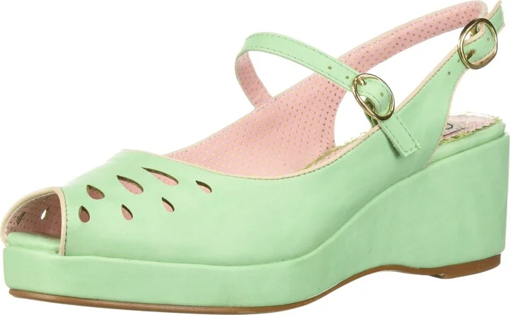 Bettie Page Women's 242-Faye Wedge Sandal Mint 11