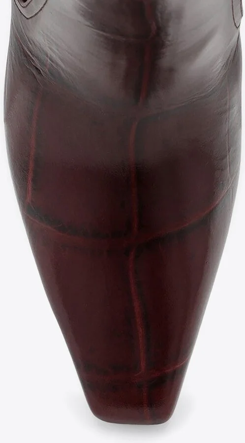 Bettina 80 Knee-High Boots in Croc-Embossed Leather - Image 2