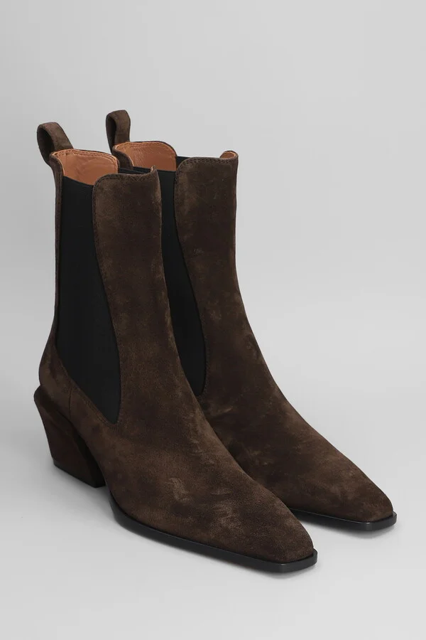 Bettina Anke Boot 50 Texan Ankle Boots In Brown Suede - Image 2