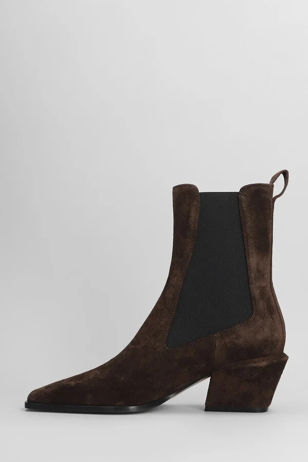 Bettina Anke Boot 50 Texan Ankle Boots In Brown Suede - Image 3