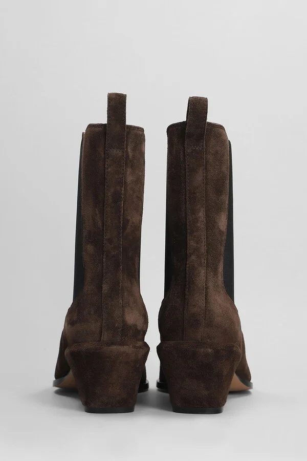 Bettina Anke Boot 50 Texan Ankle Boots In Brown Suede - Image 4