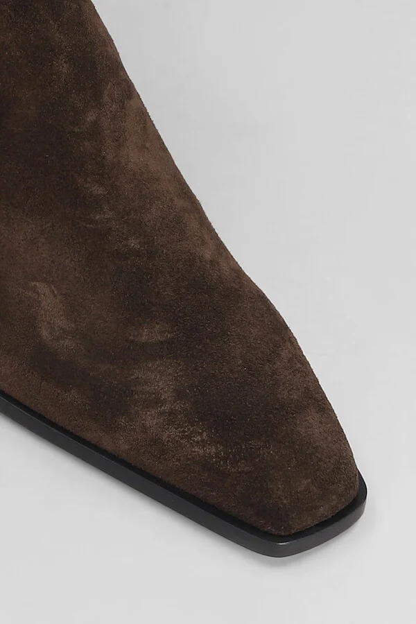 Bettina Anke Boot 50 Texan Ankle Boots In Brown Suede - Image 5