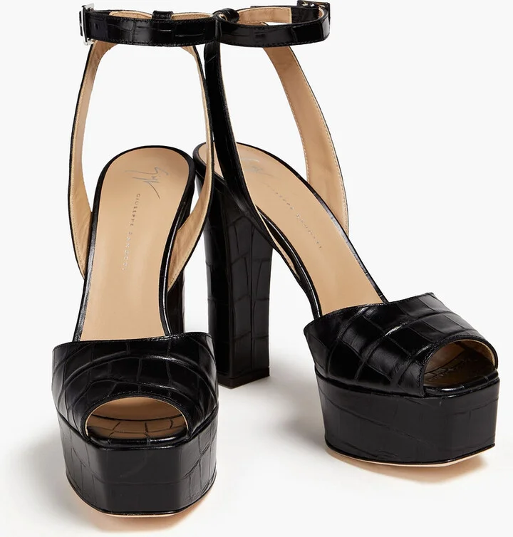 Betty croc-effect leather platform sandals - Image 2