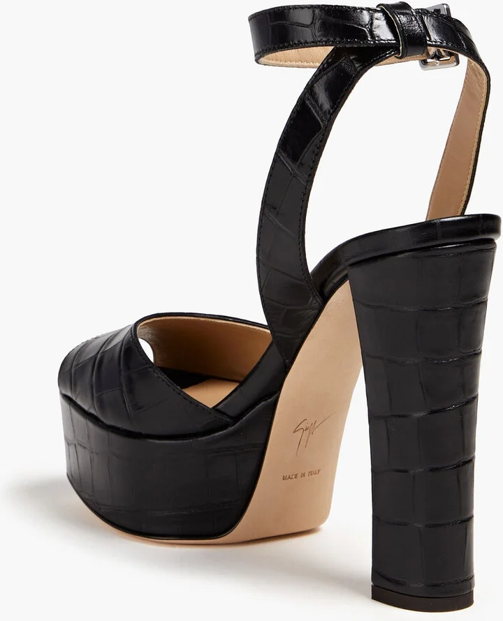 Betty croc-effect leather platform sandals - Image 3