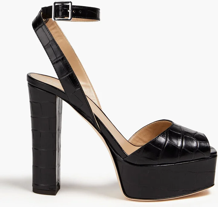 Betty croc-effect leather platform sandals