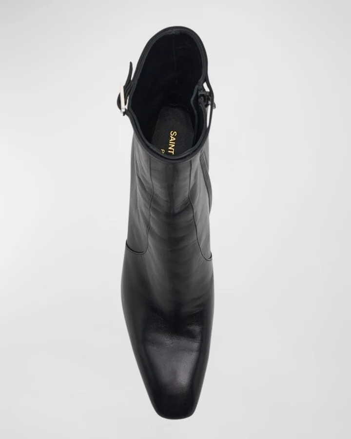 Betty Lambskin Buckle Ankle Booties - Image 2