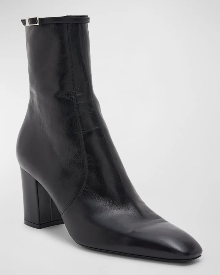 Betty Lambskin Buckle Ankle Booties - Image 3