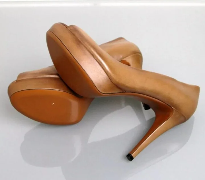 Betty Light Btown Open-Toe Platform Pumps - Image 8