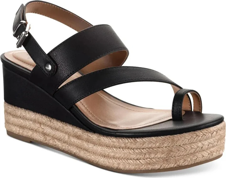 Bettyy Sandals Women 9 Black Wedge Heel Slingback Espadrille GBNC678