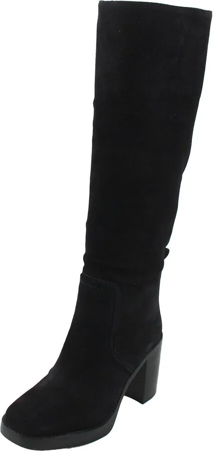 BHFO Womens Block Heel Leather Knee-High Boots