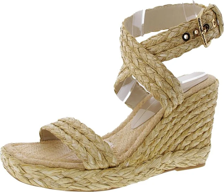 BHFO Womens Buckle Manmade Wedge Heels