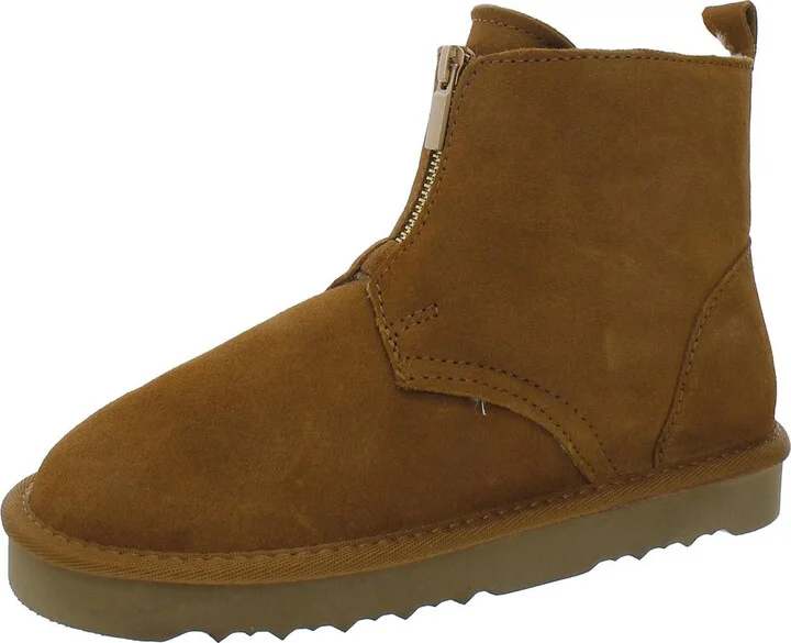 BHFO Womens Faux Leather Front Zipper Ankle Boots