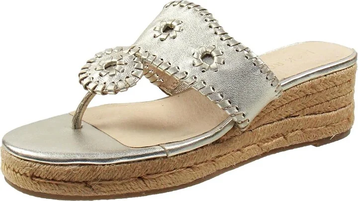 BHFO Womens Textured Leather Wedge Sandals