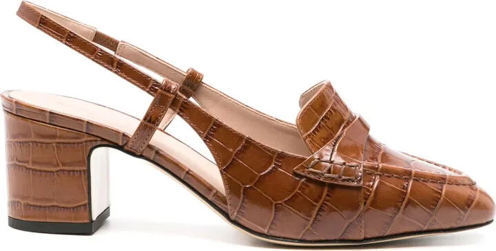 Bianca 60mm embossed-crocodile pumps
