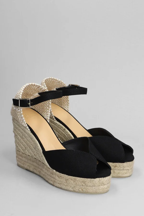Bianca-8ed-001 Wedges In Black Canvas - Image 2