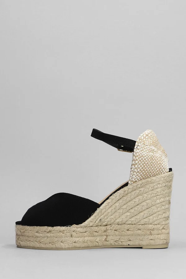 Bianca-8ed-001 Wedges In Black Canvas - Image 3