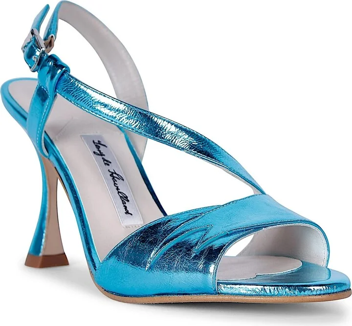 Bianca Azure Blue Flared Heel Sandals - Image 2
