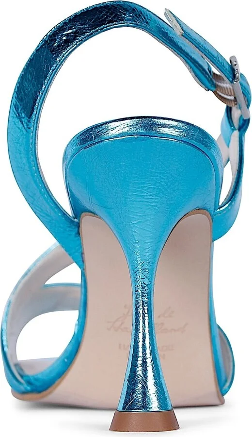 Bianca Azure Blue Flared Heel Sandals - Image 3