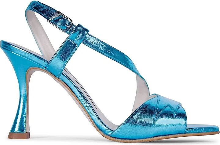 Bianca Azure Blue Flared Heel Sandals