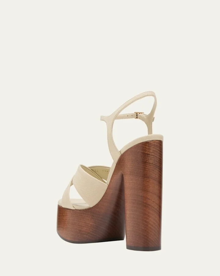 Bianca Cotton Crisscross Platform Sandals - Image 2