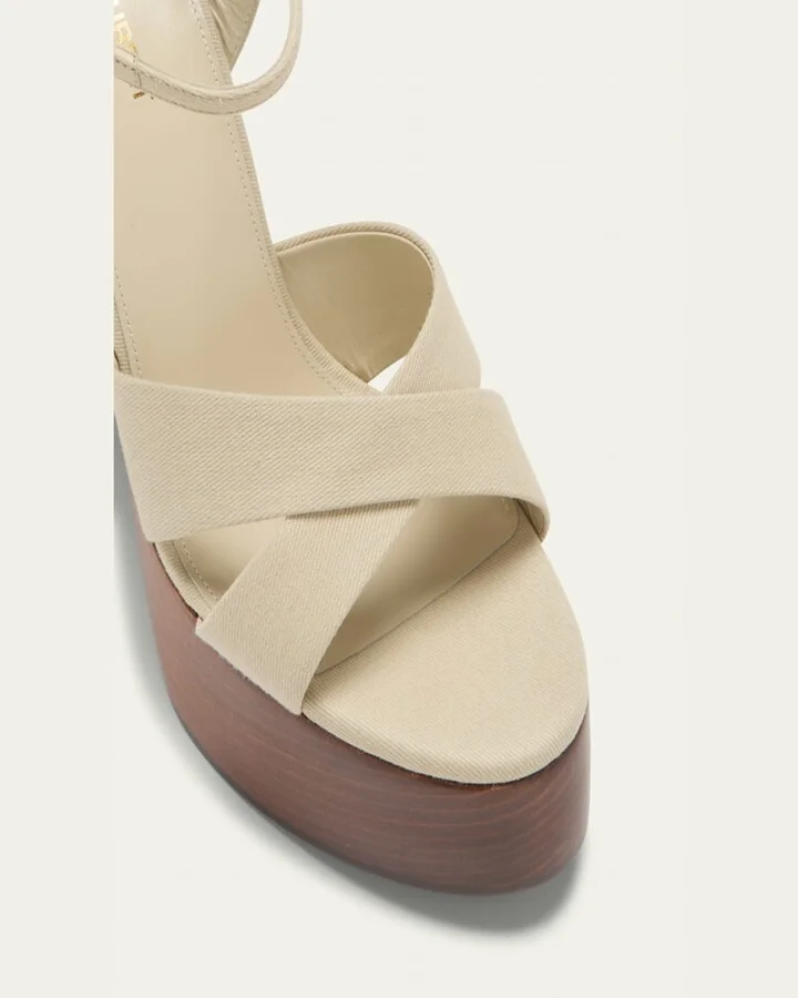 Bianca Cotton Crisscross Platform Sandals - Image 7