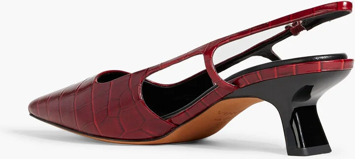 Bianca croc-effect leather slingback pumps - Image 3