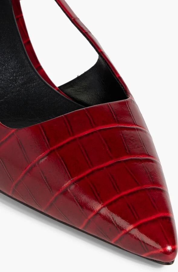 Bianca croc-effect leather slingback pumps - Image 4