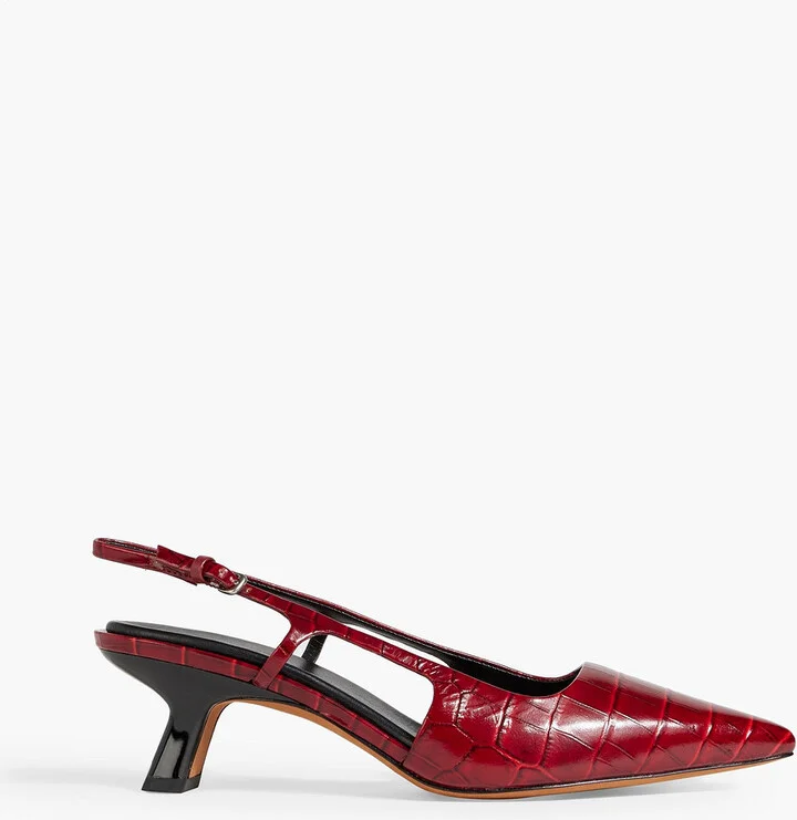Bianca croc-effect leather slingback pumps