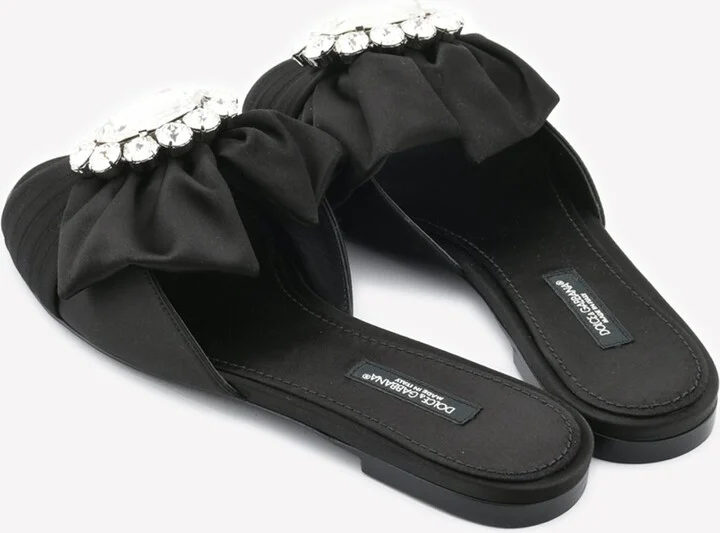 Bianca Crystal Buckle Satin Flat Sandals - Image 2