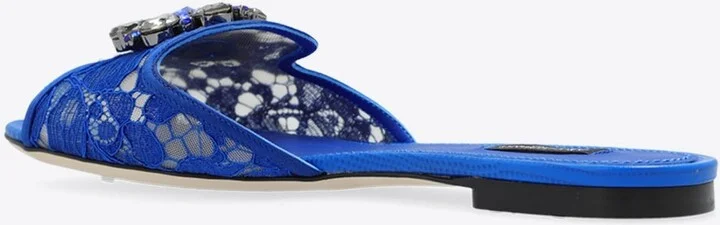 Bianca Crystal Embellished Lace Flat Sandals - Image 2