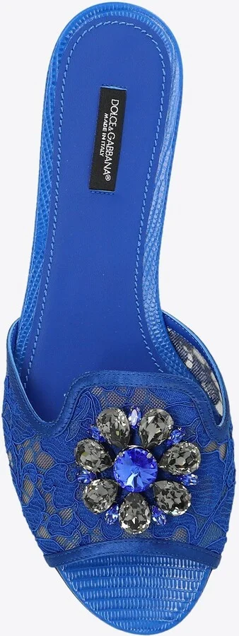 Bianca Crystal Embellished Lace Flat Sandals - Image 3