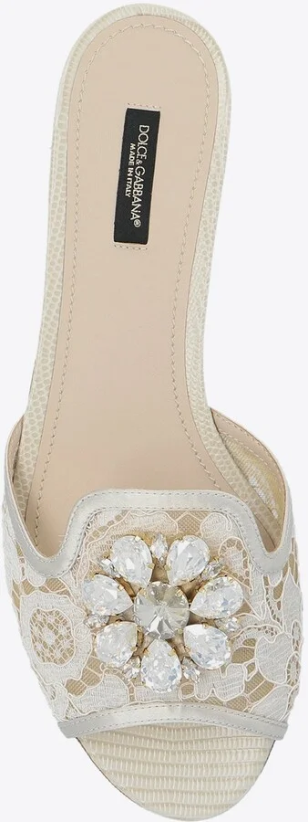 Bianca Crystal Embellished Lace Flat Sandals - Image 3