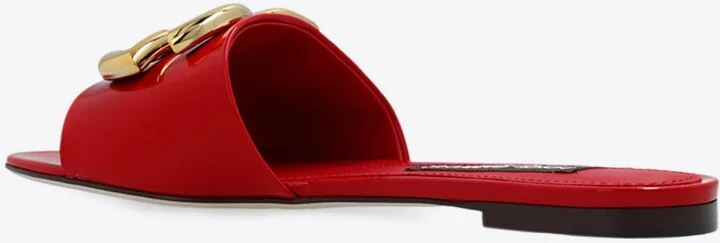 Bianca DG Logo Flat Sandals in Polished Leather - Image 2