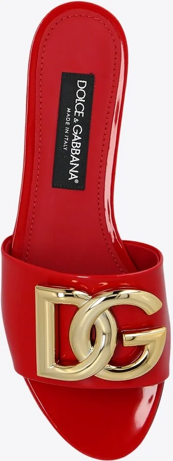 Bianca DG Logo Flat Sandals in Polished Leather - Image 3