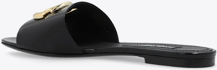 Bianca DG Logo Flat Sandals in Polished Leather - Image 2
