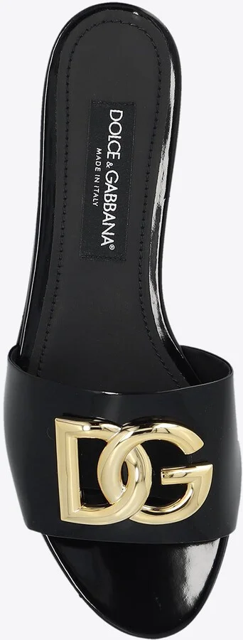Bianca DG Logo Flat Sandals in Polished Leather - Image 3
