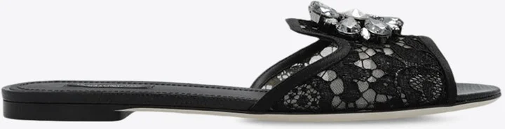 Bianca Embellished Lace Flat Sandals