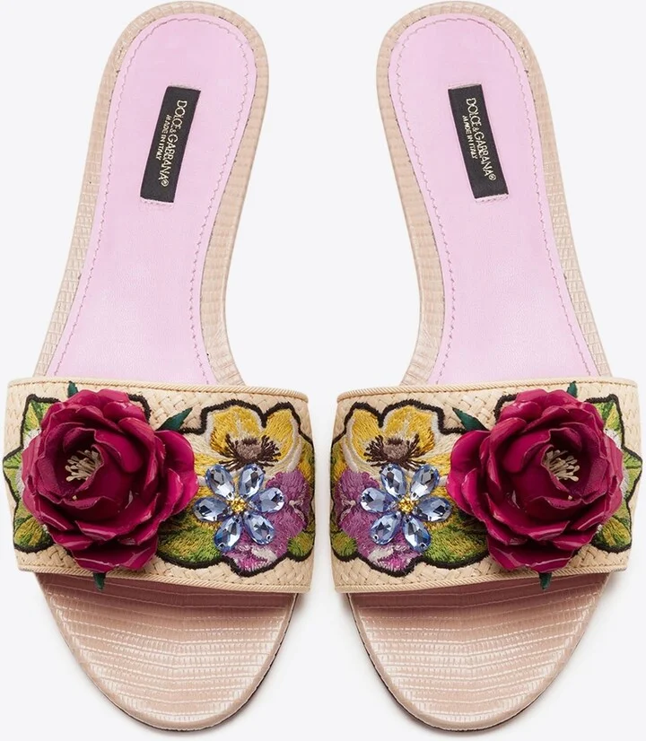 Bianca Floral Embroidered Flat Sandals - Image 2
