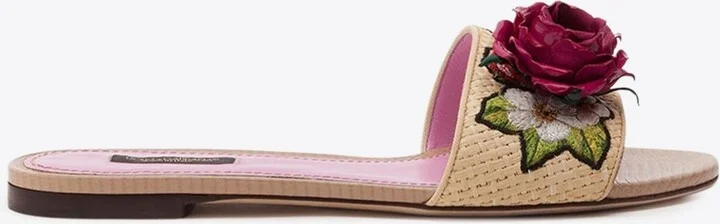 Bianca Floral Embroidered Flat Sandals