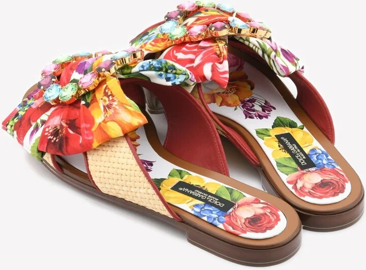 Bianca Floral Flat Sandals with Crystal Buckle - Image 2