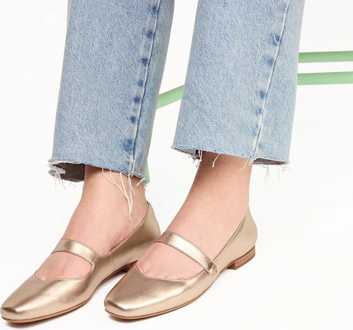 Bianca Gold Metallic Leather Flat
