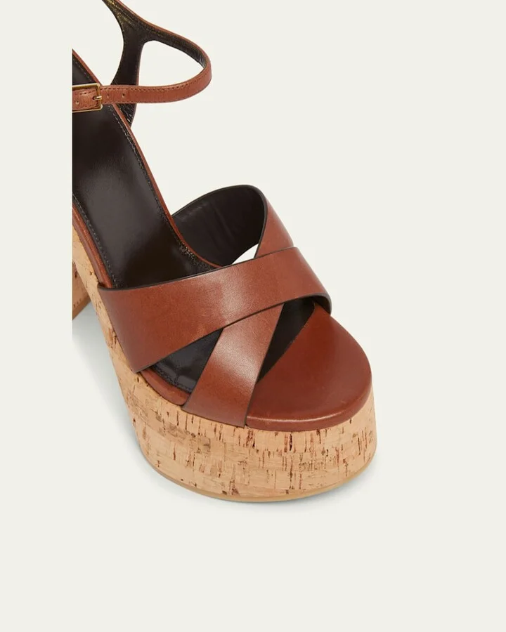 Bianca Leather Cork Platform Sandals - Image 2