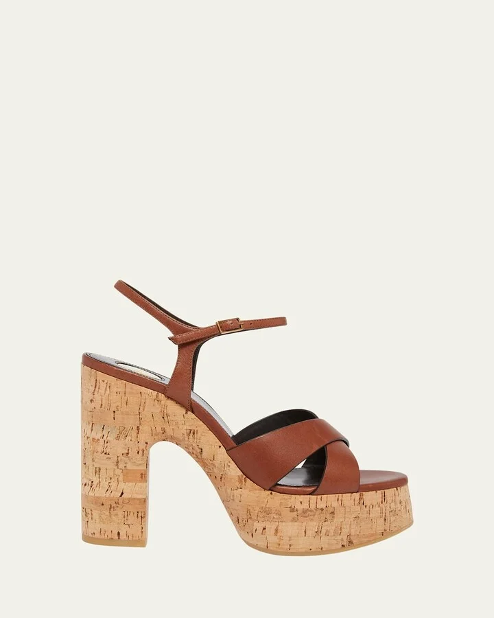 Bianca Leather Cork Platform Sandals