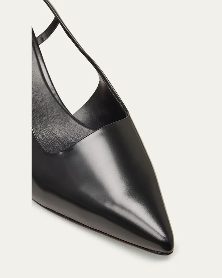 Bianca Leather Kitten Slingback Pumps - Image 3