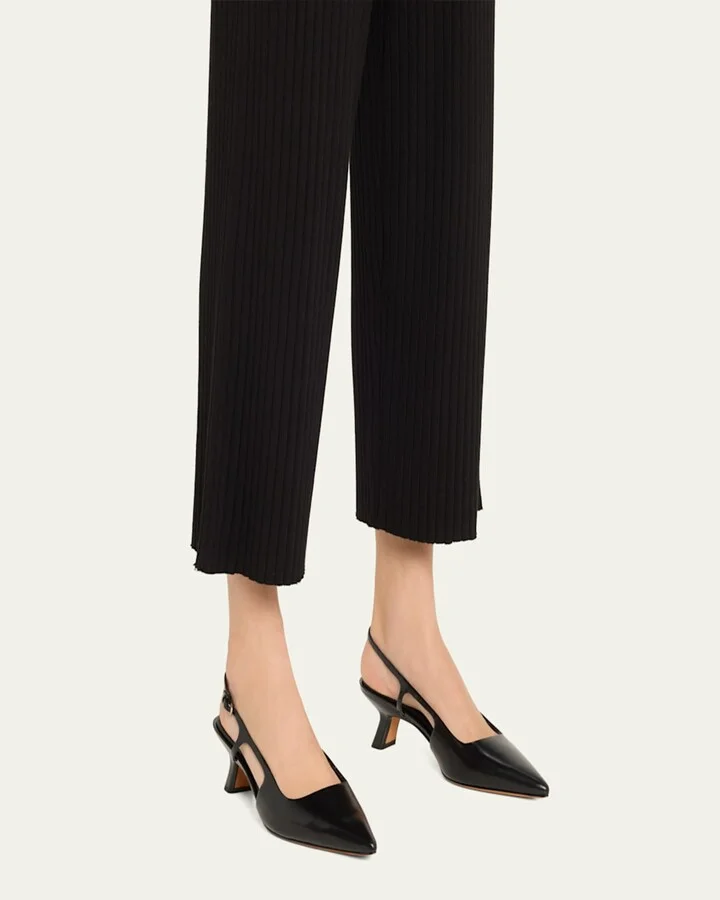 Bianca Leather Kitten Slingback Pumps - Image 5