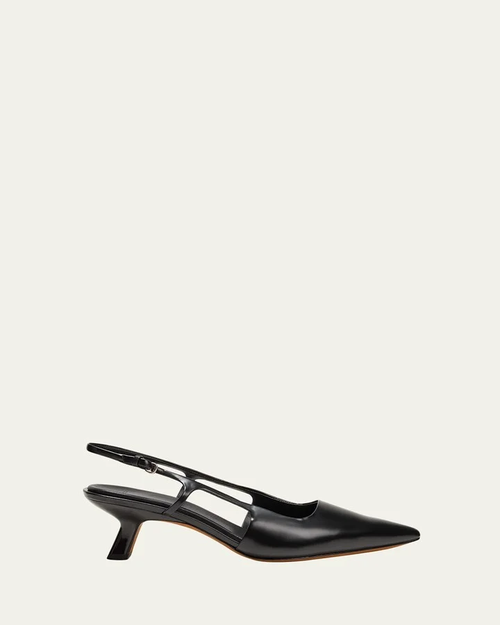 Bianca Leather Kitten Slingback Pumps